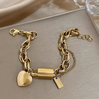 Chunky Gold Chain Bracelet with Heart Charm – Padlock Link Bracelet for Women