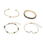Emerald Green Crystal Bracelet Set – 4 Piece Tennis & Bangle Stack for Women