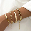 Chunky Gold Chain Bracelet Set – 3 Piece Curb, Paperclip & Bangle Stack for Women
