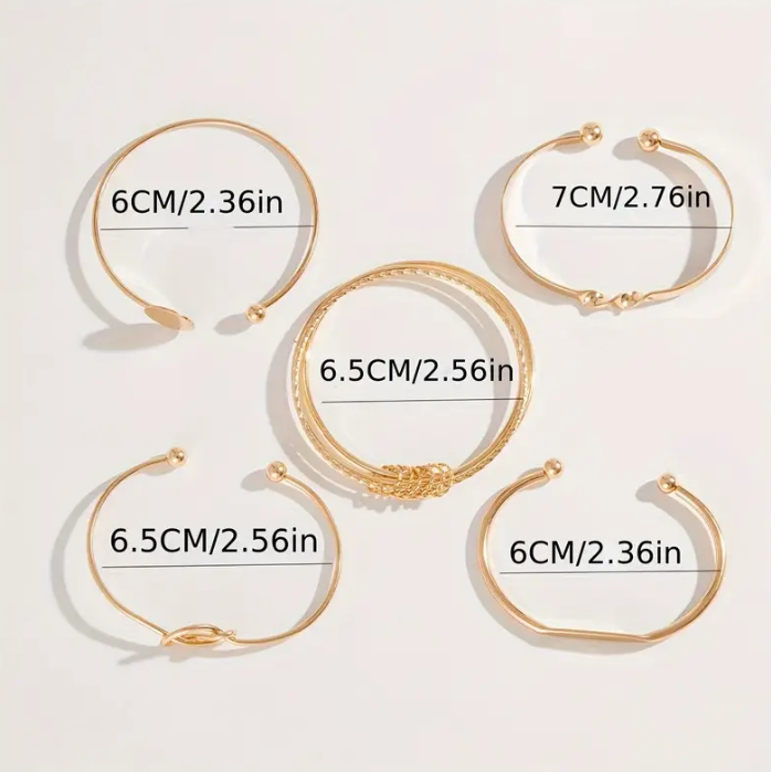 Knot Bangle Bracelet Set – 5 Piece Twisted Cuff & Bangle Stack for Women