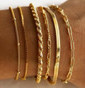Gold Chain Bracelet Set – 5 Piece Herringbone, Rope & Paperclip Stacking Bracelets for Women
